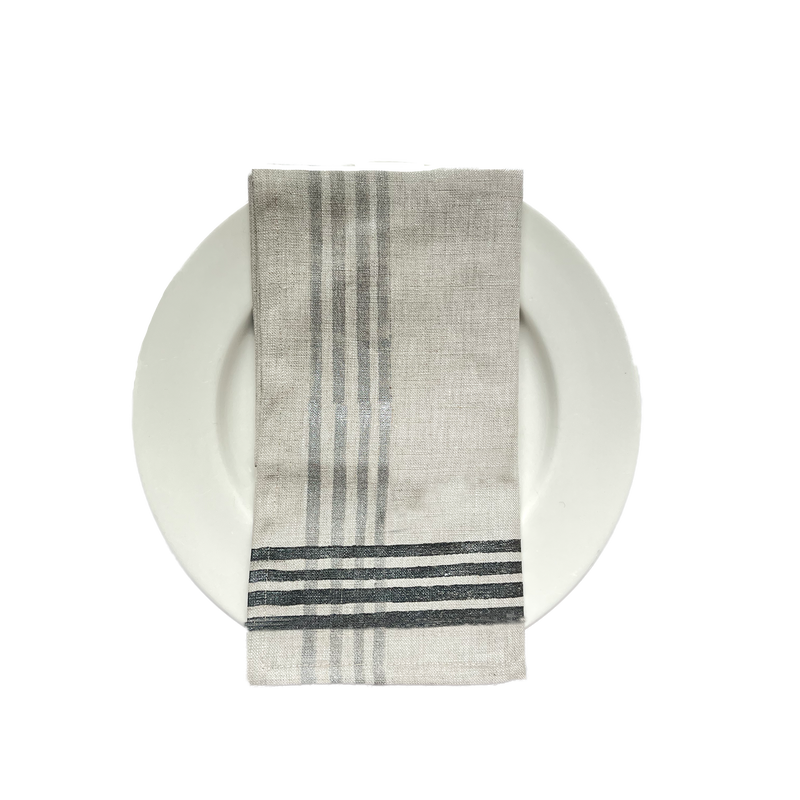 Linen Napkins Set of 4 Cross Hatch Stripes in 7 Color-Ways