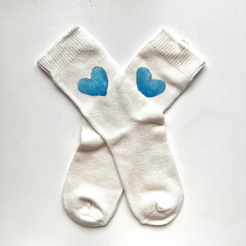 Hand Printed Bamboo Heart Socks in 6 Color-Ways