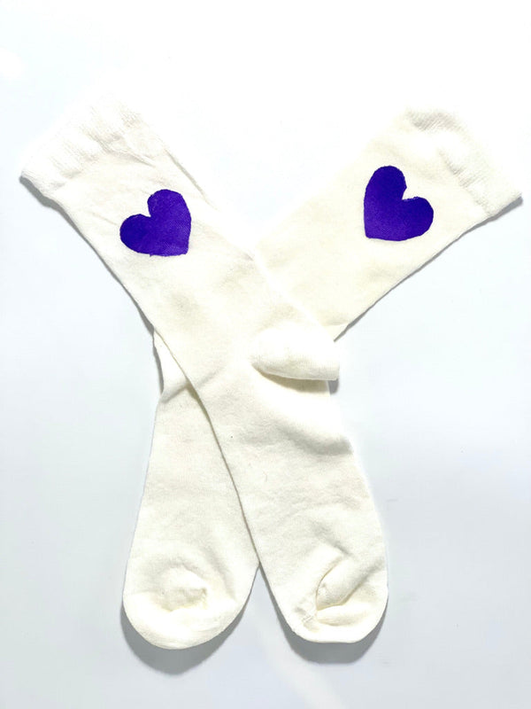 Hand Printed Bamboo Heart Socks in 6 Color-Ways