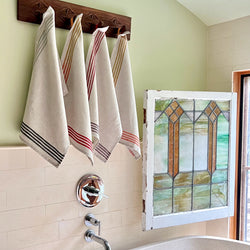 Linen Hand Towel Cross Hatch Stripes in 7 Color-Ways