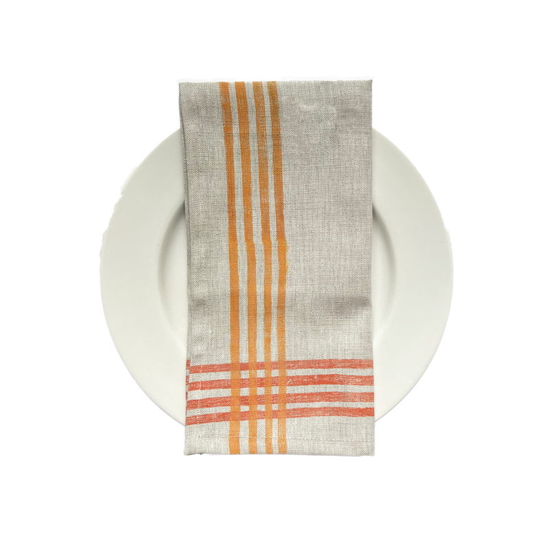 Linen Napkins Set of 4 Cross Hatch Stripes in 7 Color-Ways