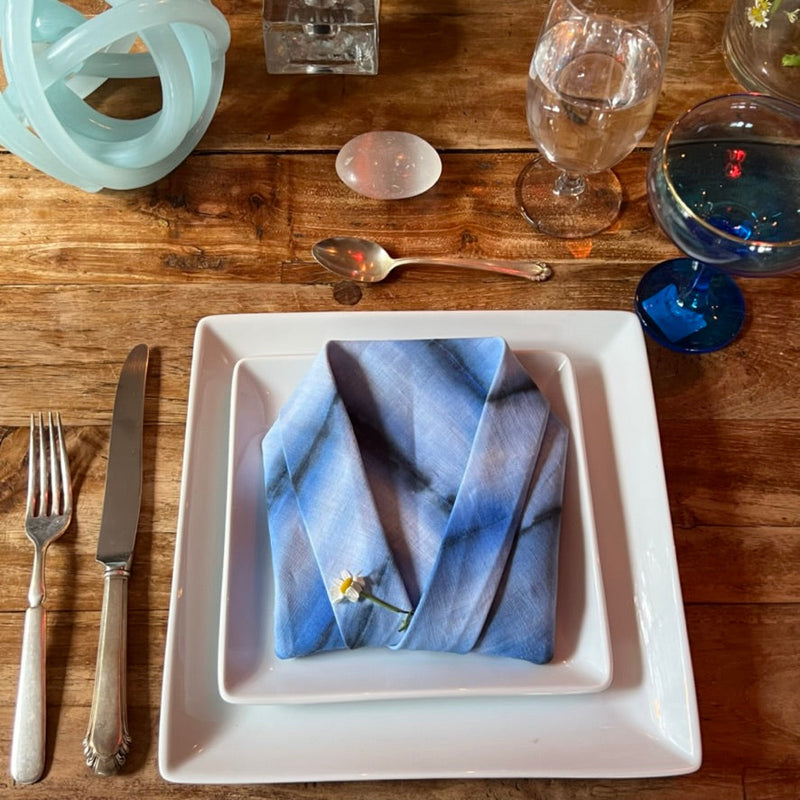 HIGH BROW HIPPIE - SET OF 4 LINEN SHIBORI NAPKINS in 6 Colorways