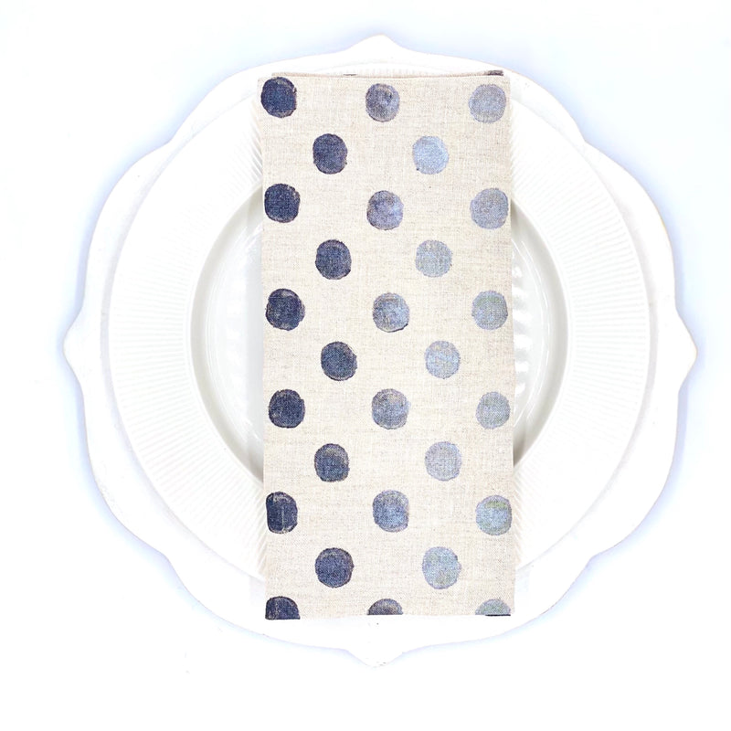 -Set of 4 Linen Napkins Polka Dots in Miami Vice in 6 Color-Ways