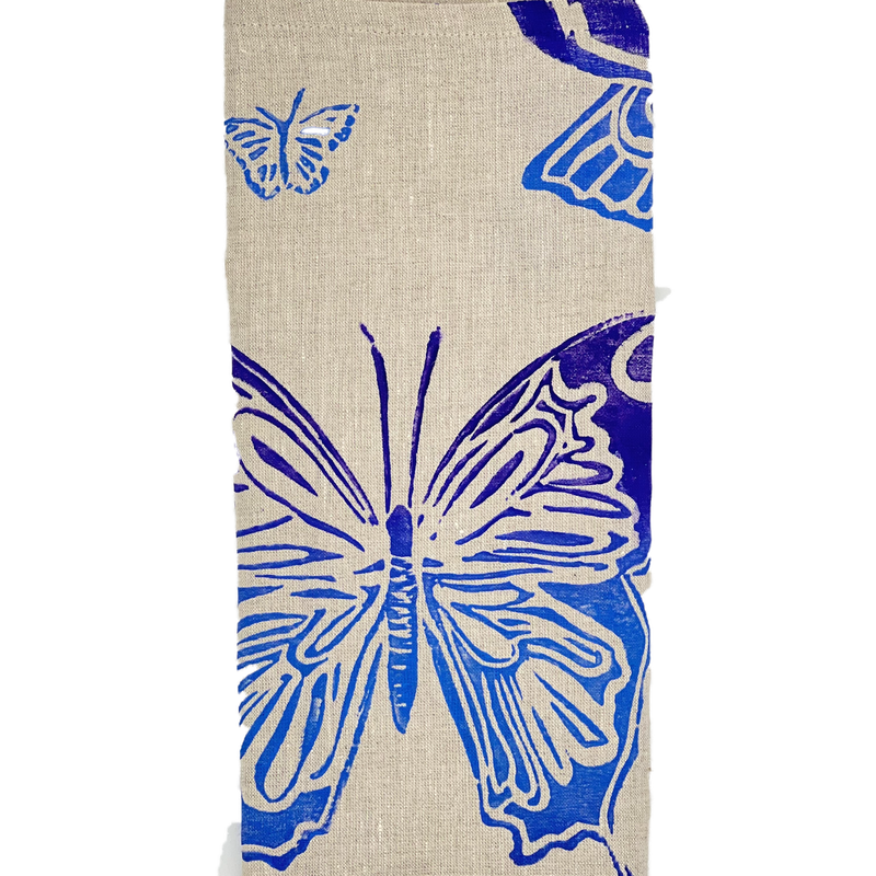Set of 4 Butterfly Napkins on Oatmeal or White Linen in 5 color-ways