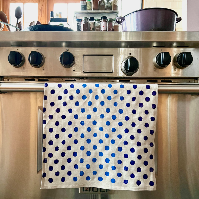 -PRETTY POLKA DOTS- Linen Tea Towels in 6 Color-Ways